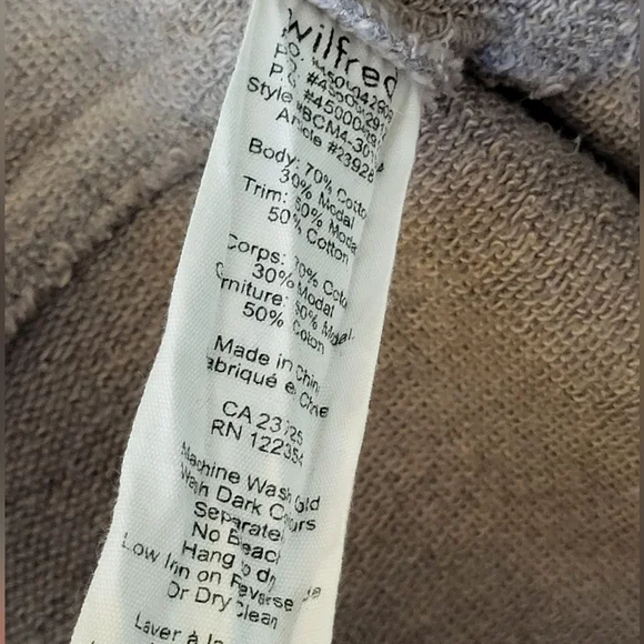 Aritzia Wilfred Women's Light Gray Diderot Cocoon Open Front Cardigan - Size XS - Picture 5 of 9